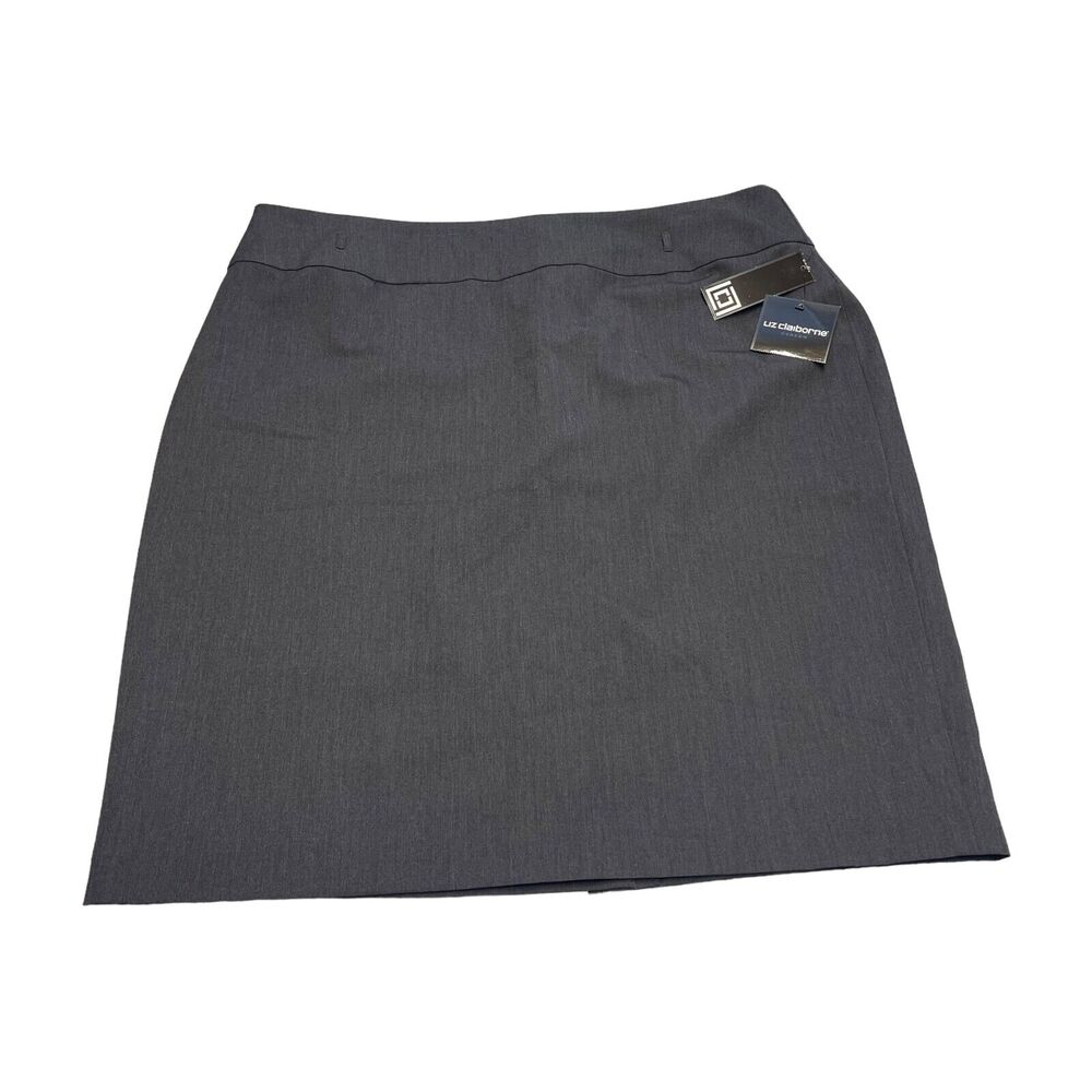 Liz Claiborne Straight & Pencil Skirt Women's 18 Gray Polyester Lined Back Zip